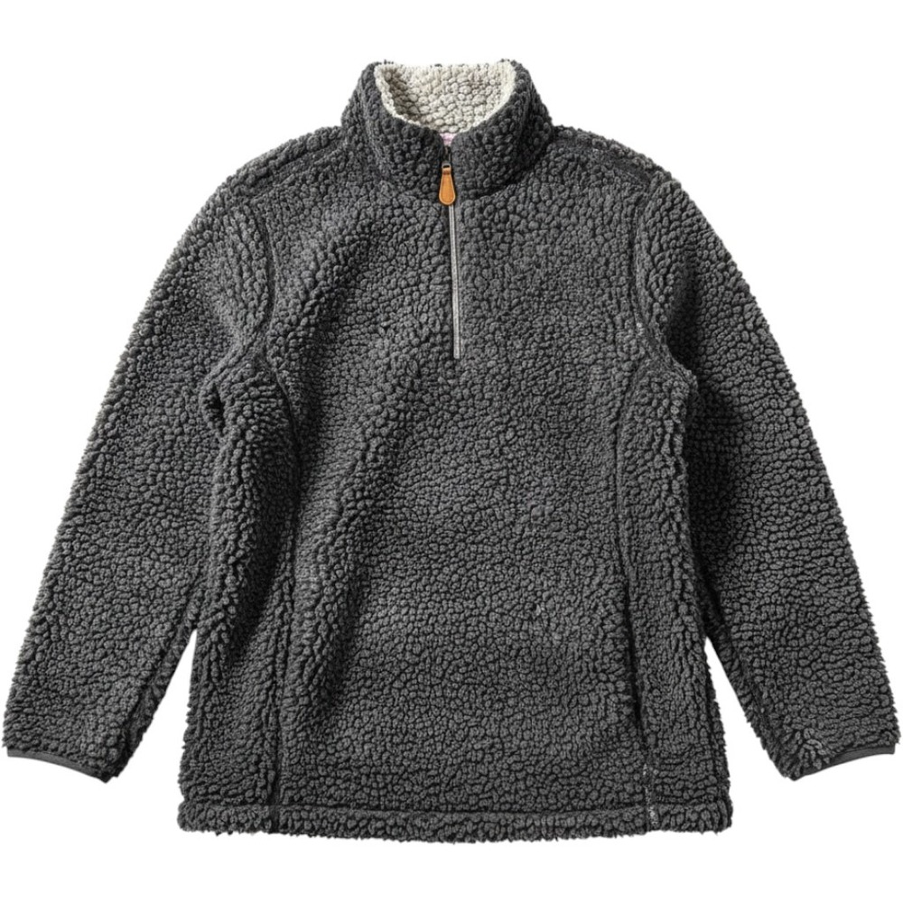 Pink Lily Charcoal Gray Sherpa Quarter Zip Pullover Teddy Fleece Jacket Medium